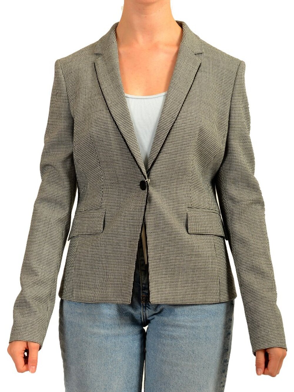Hugo Boss Women's "Jorita" Geometric Print Wool One Button Blazer US 4 IT 40